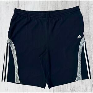 Adidas Mens Large Basketball Shorts Black Silver Pockets Athletic Streetwear